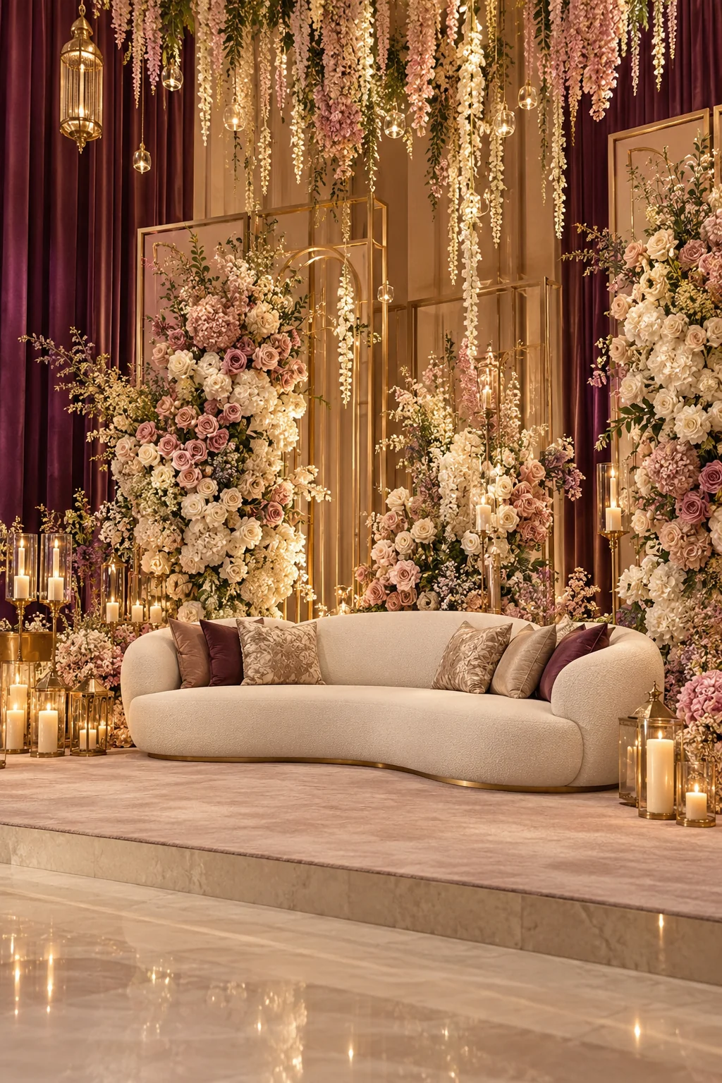 Floral reception stage décor